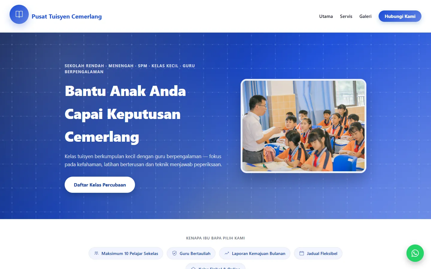 Pusat Tuisyen Cemerlang homepage on desktop